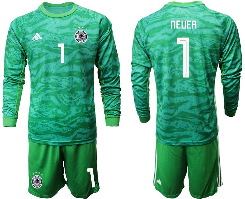 Men 2019-2020 Season National Team Germany green goalkeeper long sleeve #1 Soccer Jersey